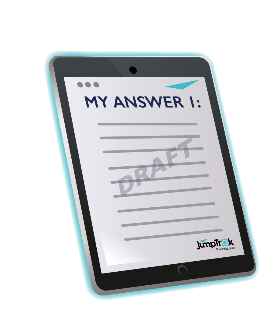 Tablet showing a learner's first draft